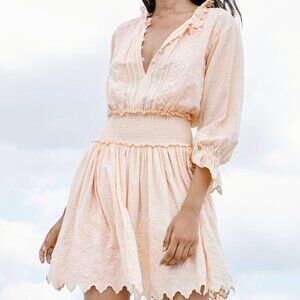 La Vie Rebecca Taylor Womens Embroidered Voile Mini Dress Peach XL